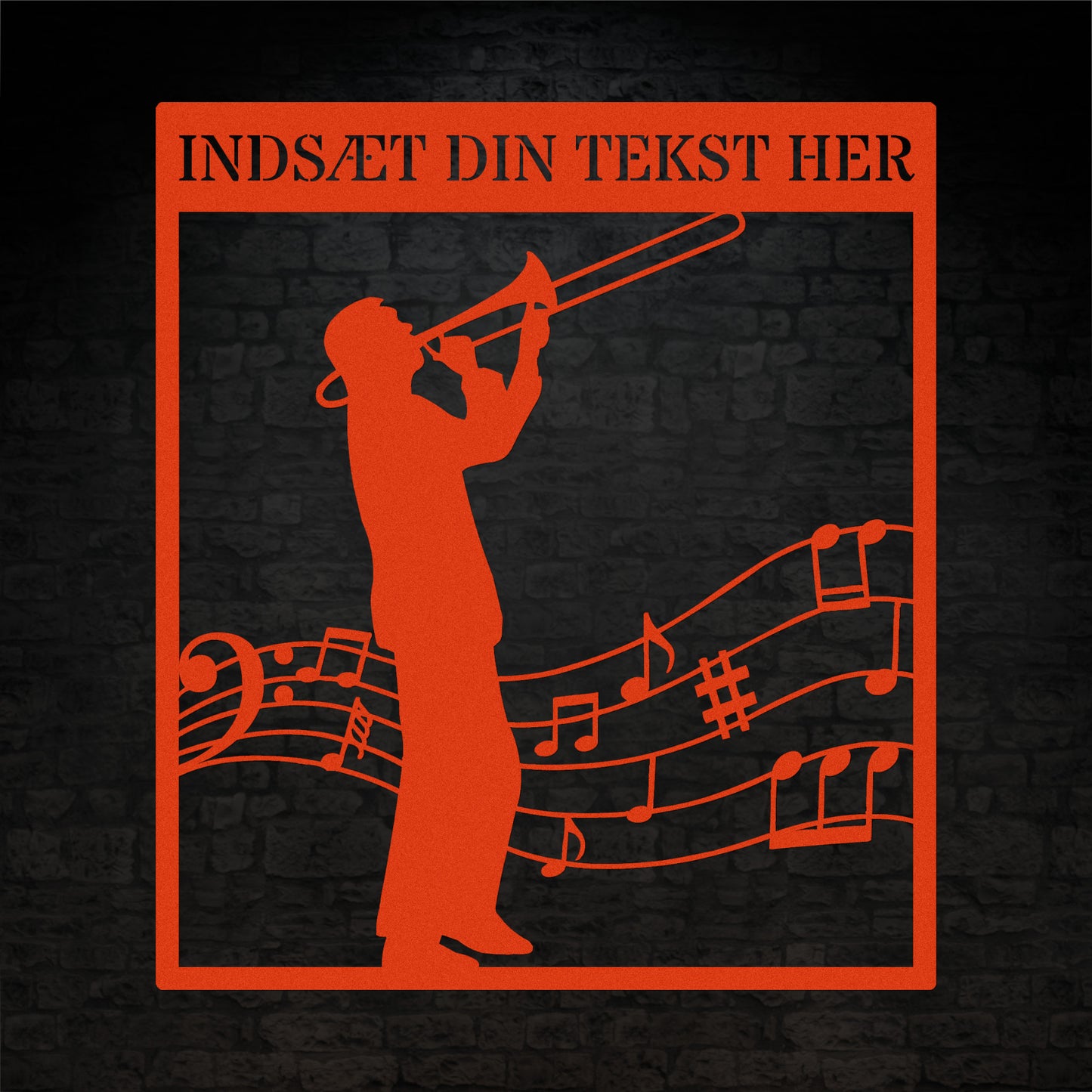 Personlig musiker metal vægskilt med tekst. Unik trombonist gaveidé