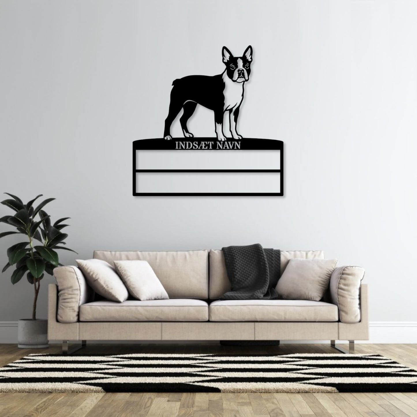 Personlig boston terrier metal navneskilt til rosetter