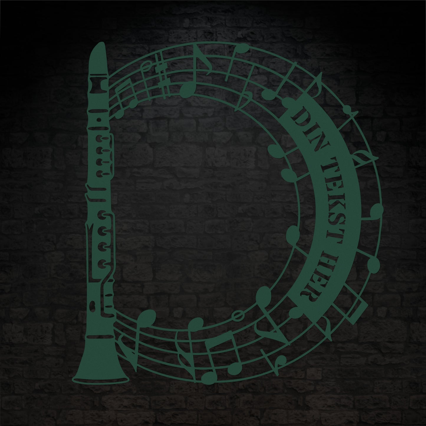 Klarinet instrument vægskilt med personlig tekst. Unik gaveidé til muikeren