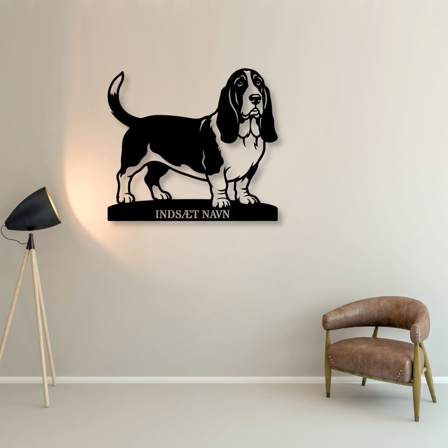 Basset hound metalskilt med personlig tekst......