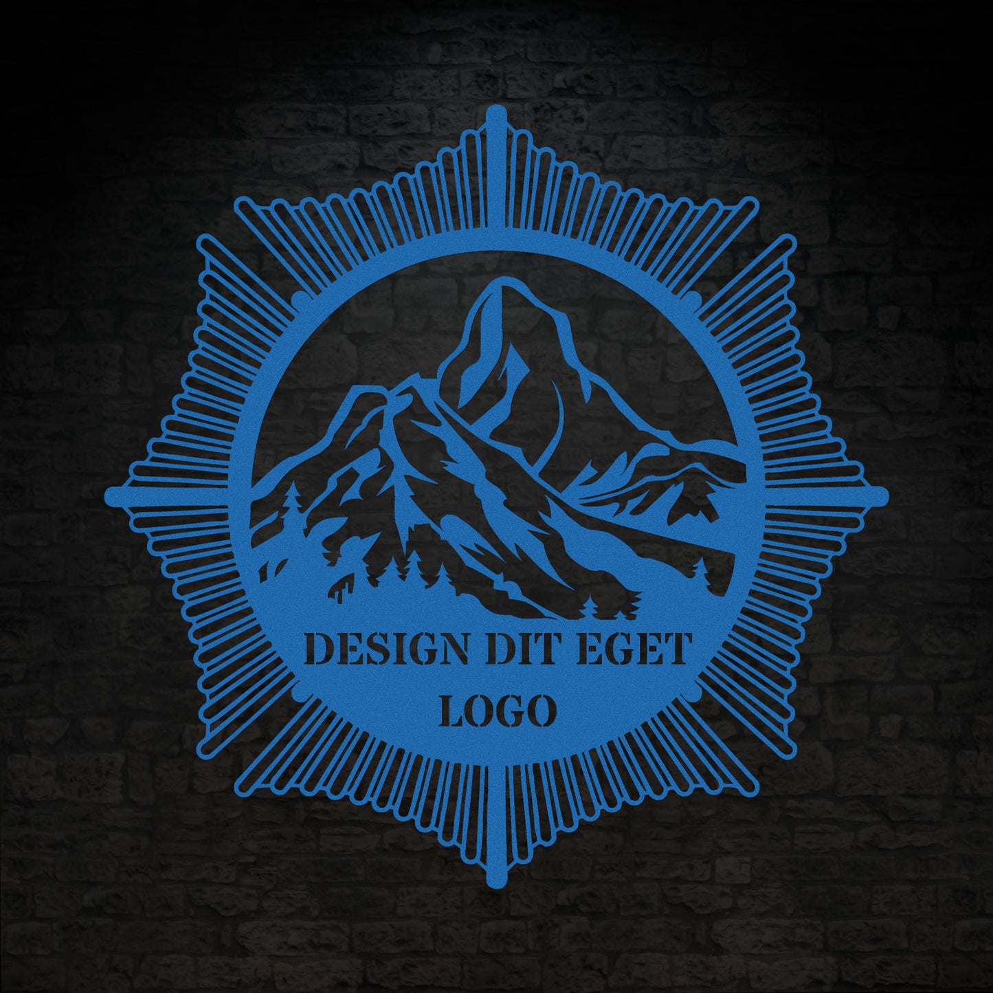 Design dit eget metalskilt i blå med personlig tekst eller navn