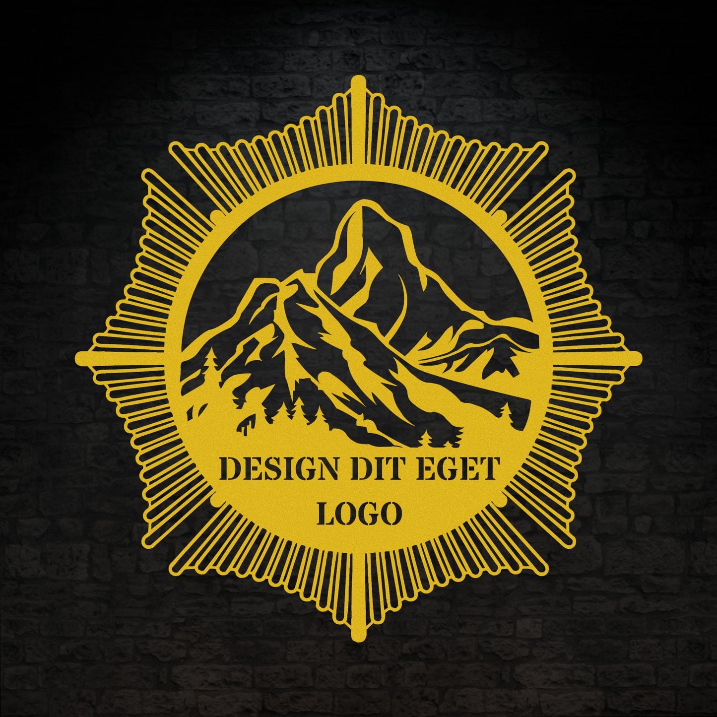 Design dit eget metalskilt i gul med personlig tekst eller navn