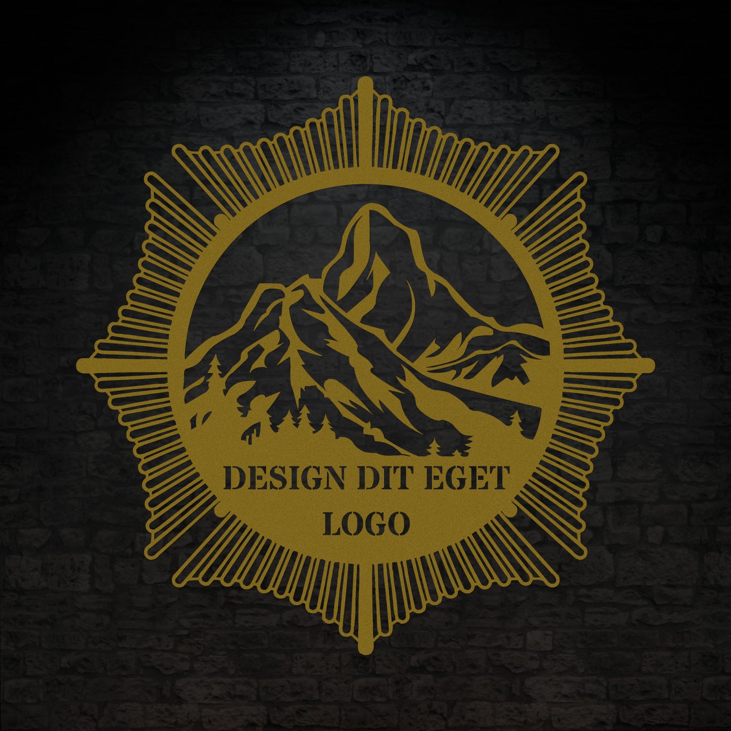 Design dit eget metalskilt i guldfarve med personlig tekst eller navn