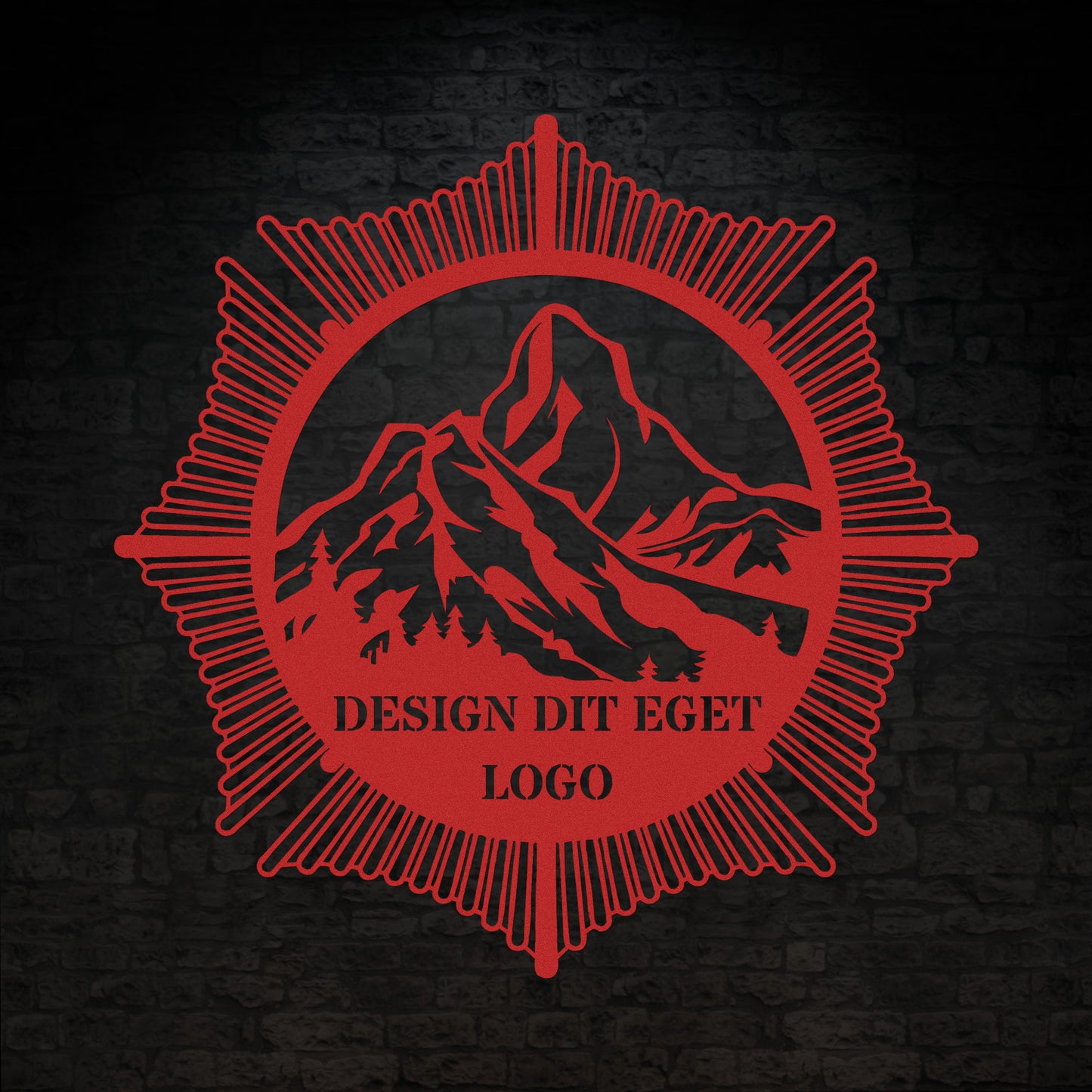 Design dit eget metalskilt i rød med personlig tekst eller navn
