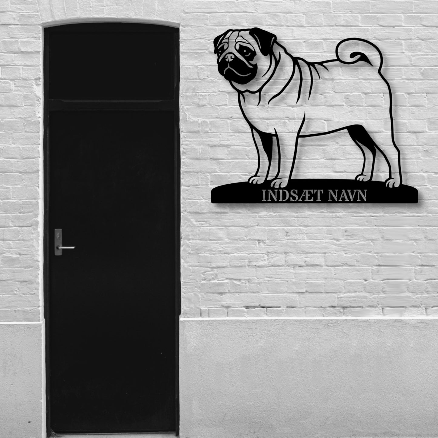 Mops hundemetalskilt med personlig tekst,.....