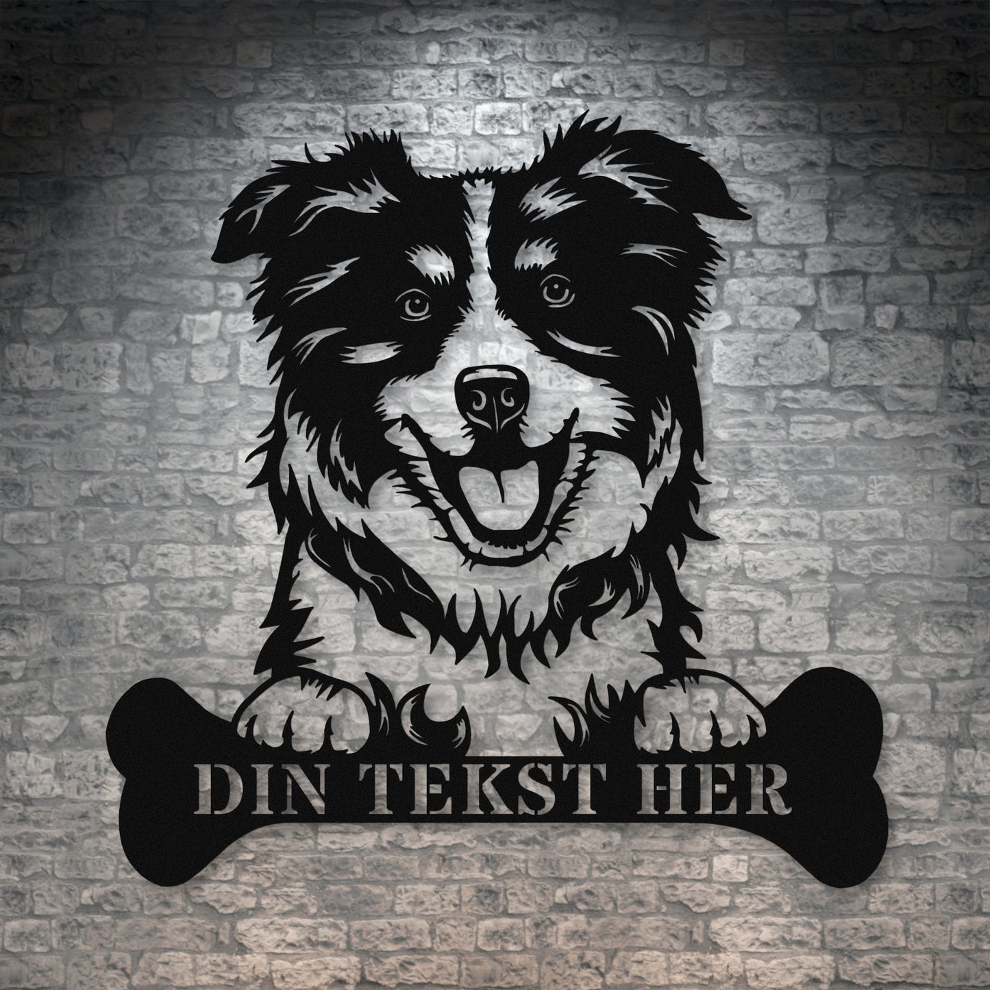 Personlig Australsk hyrdehund hunde metalskilt i sort med personlig tekst. Hundeejer gaveidé