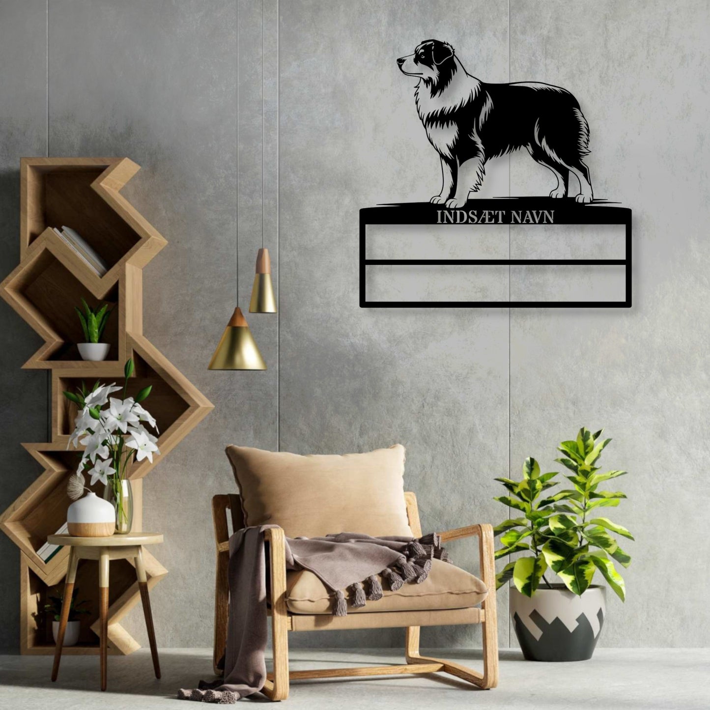 Personlig Australsk hyrdehund væg metalskilt med personlig tekst til rosetter. Unik Gaveide til hundeejer