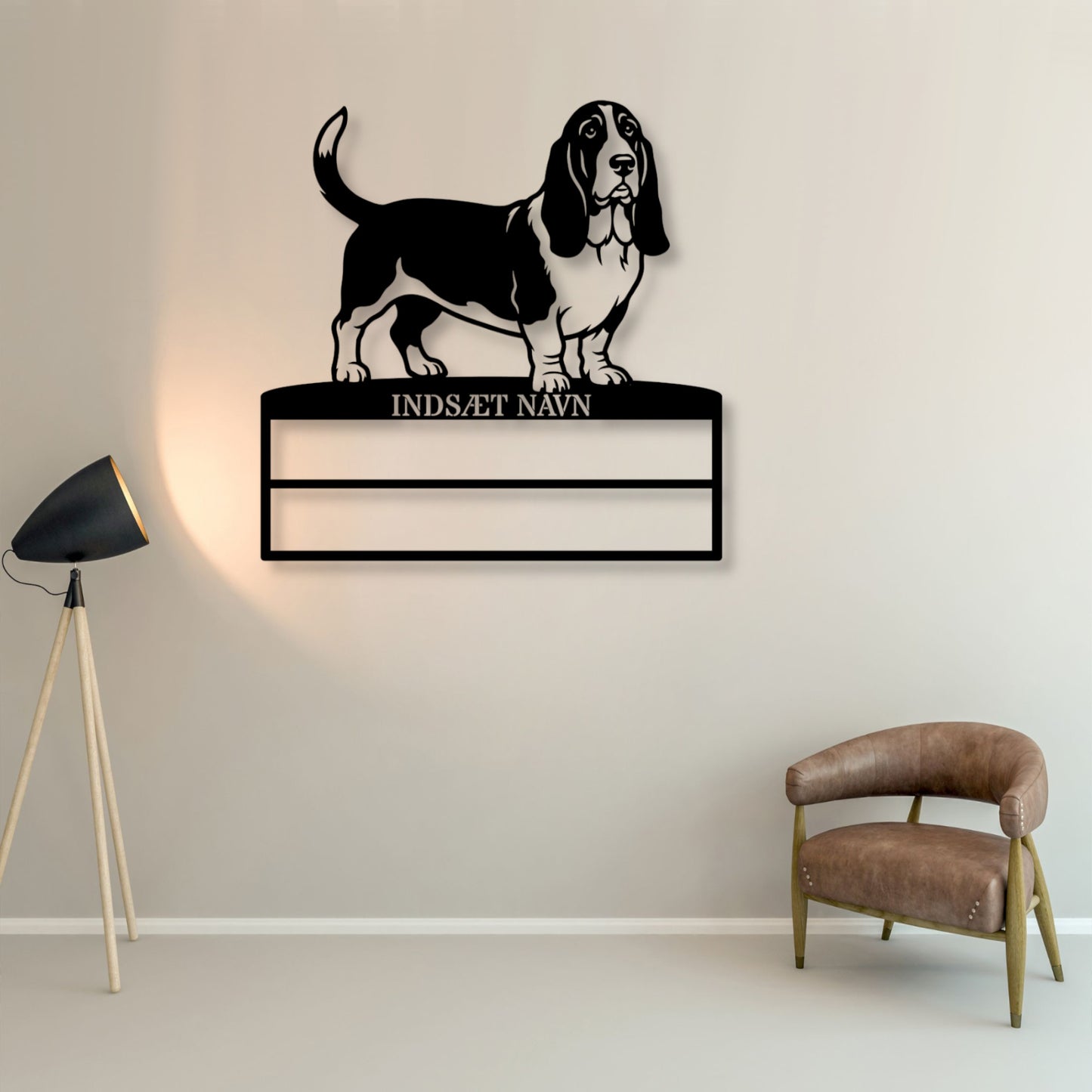 Personlig Basset hound metal navneskilt til rosetter.....