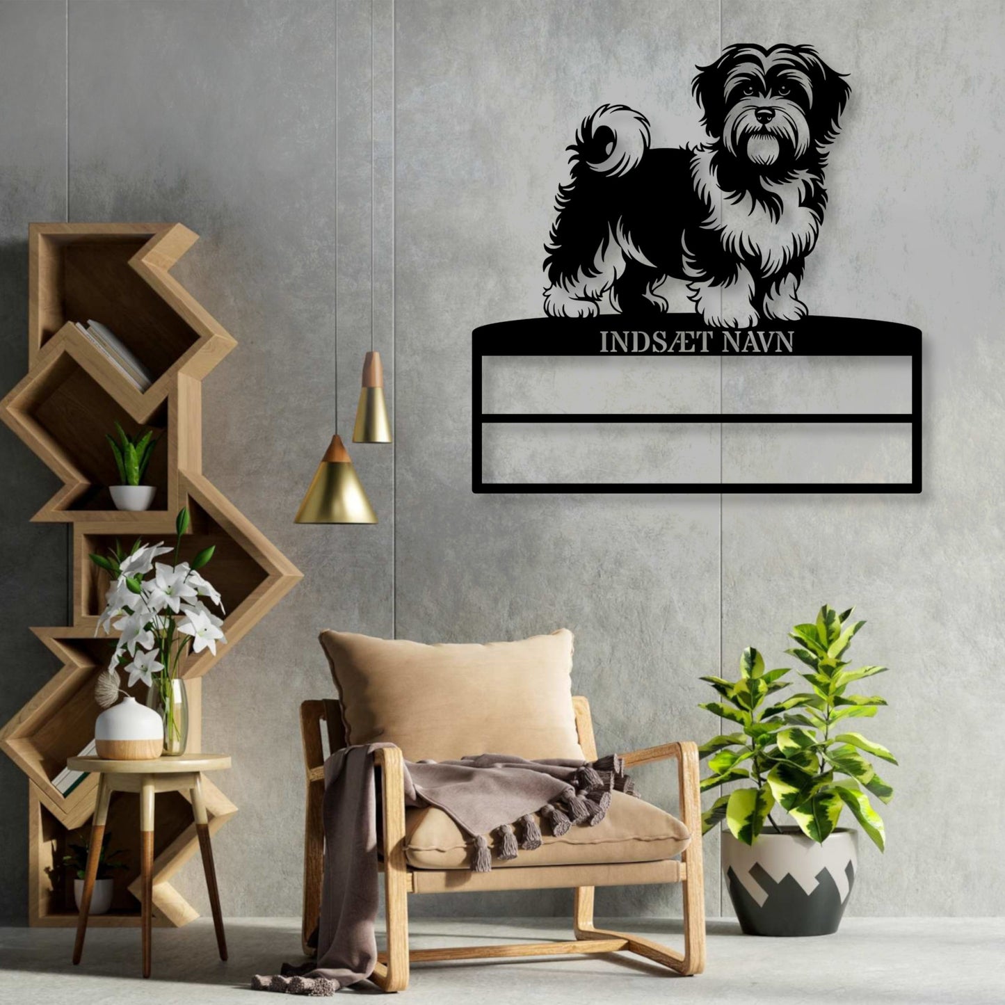 Personlig Havaneser rosette display metalskilt med personlig tekst og navn. Unik Gaveide til hundeejeren....