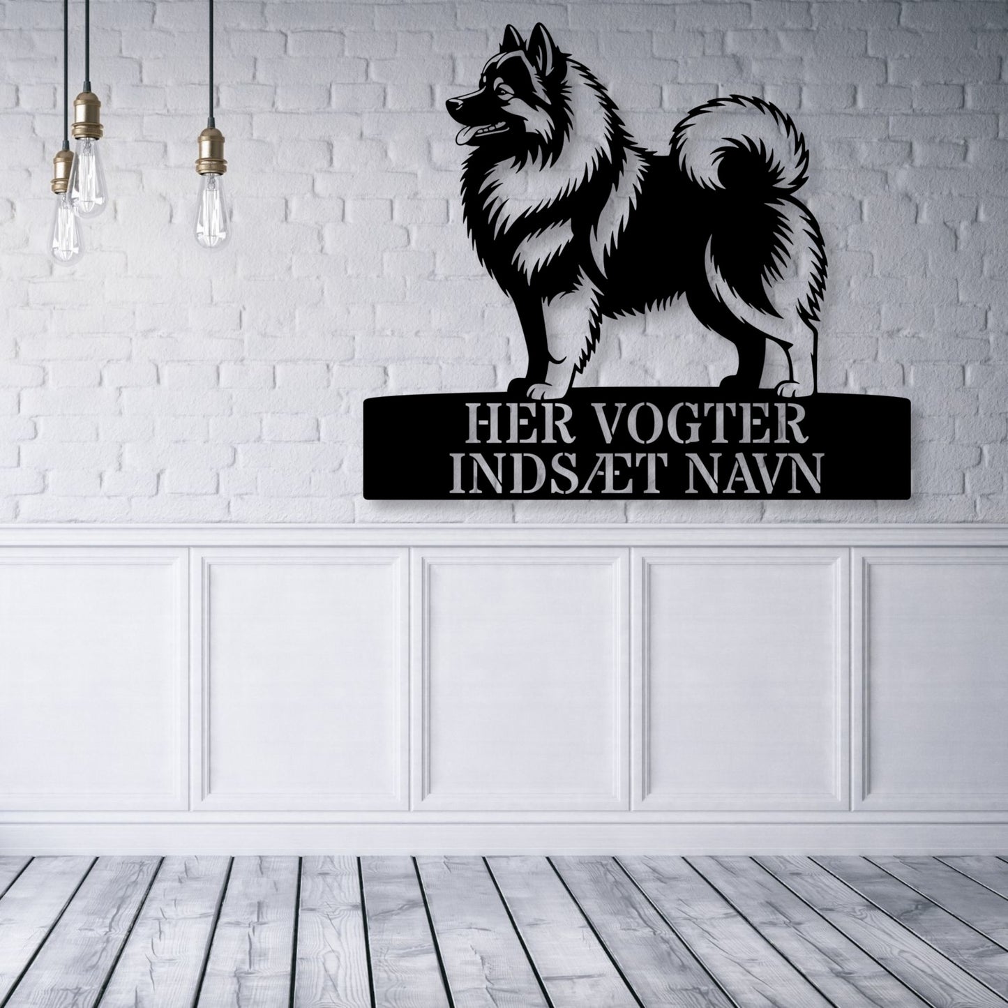 Personlig Keeshond her vogter jeg væg metalskilt med personlig tekst. Unik wolfspitz hundeejer gaveide...