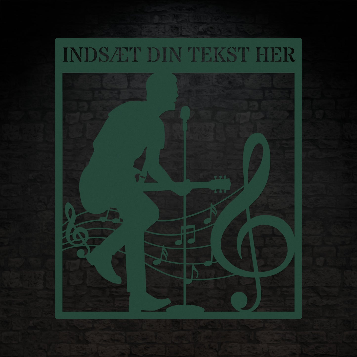 Personlig guitarist væg metalskilt i grøn med tekst. Unik musikelsker navneskilt gaveidé