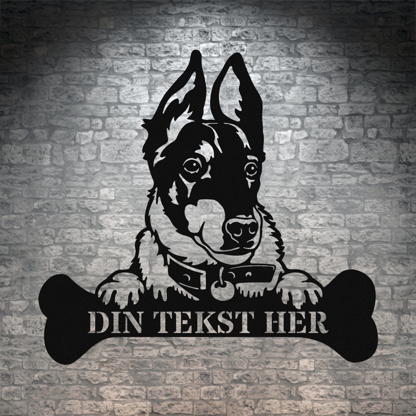 Personlig rat terrier metalskilt i sort med personlig tekst. Hundeejer gaveidé