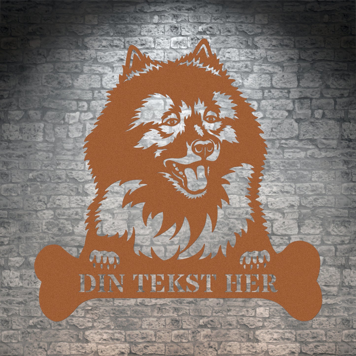 Personligkeeshond metalskilt i brun med personlig tekst. Hundeejer gaveidé