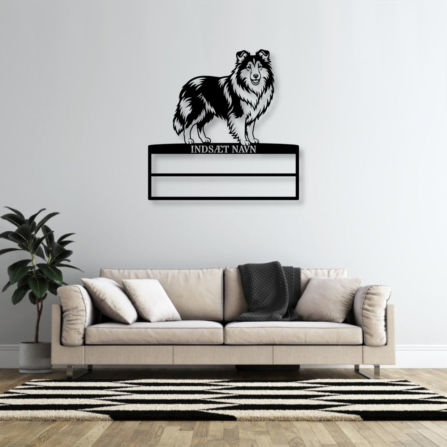 Stort Personlig Shetland Sheepdog metal navneskilt display til rosetter.....