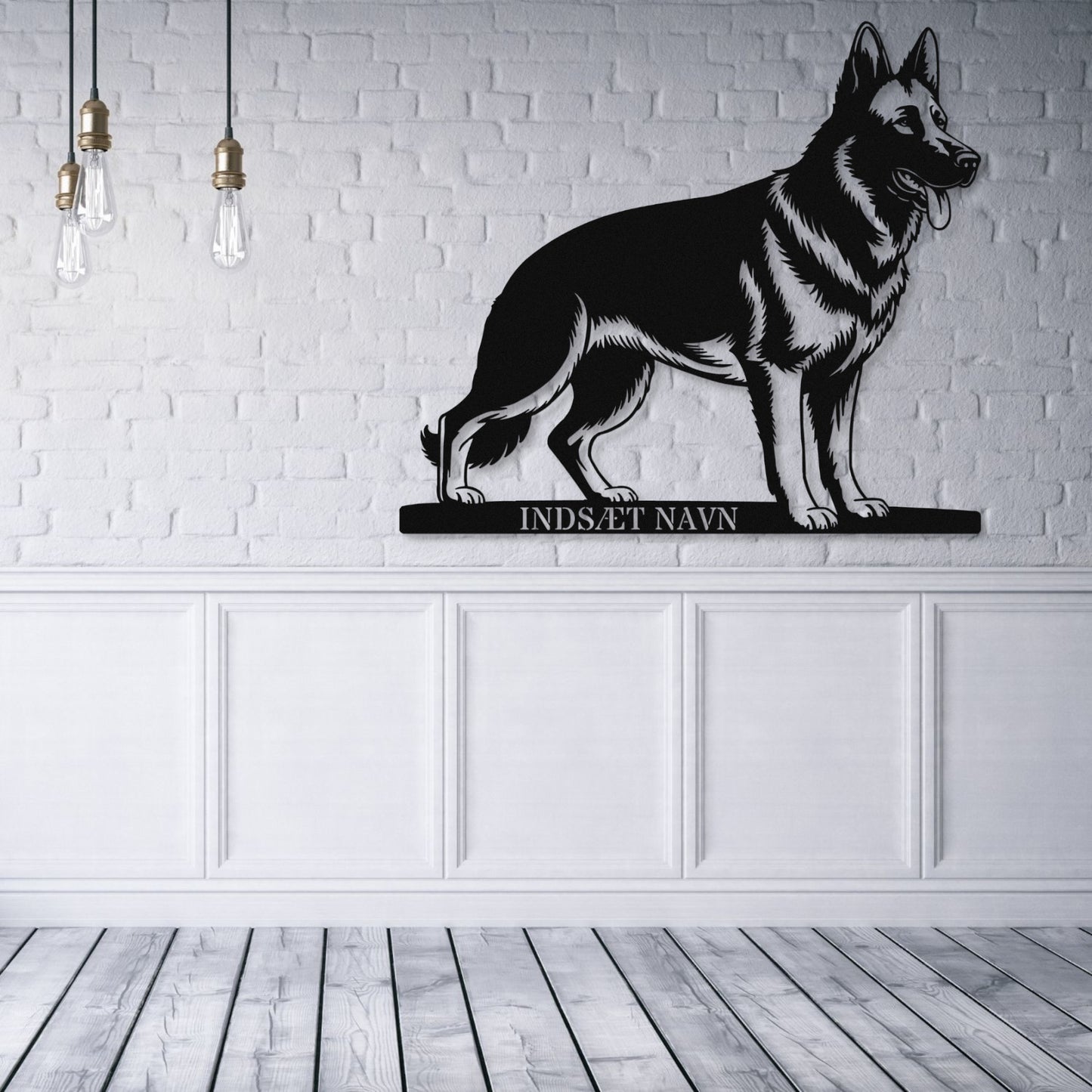 Stort schæferhund væg metalskilt med personlig tekst. Unik Gaveide til hundeejer.....