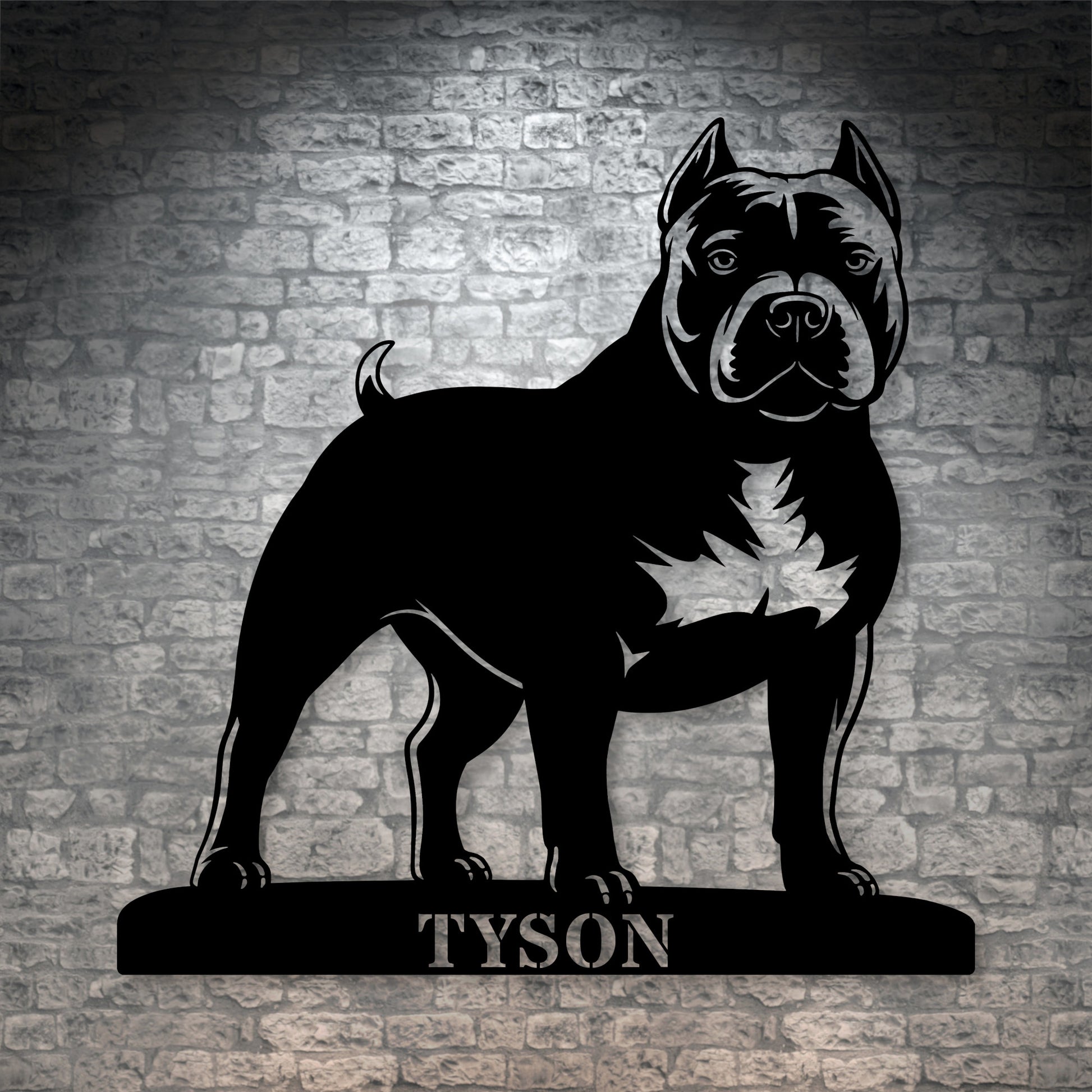 American Bully metalskilt med personligt hundenavn
