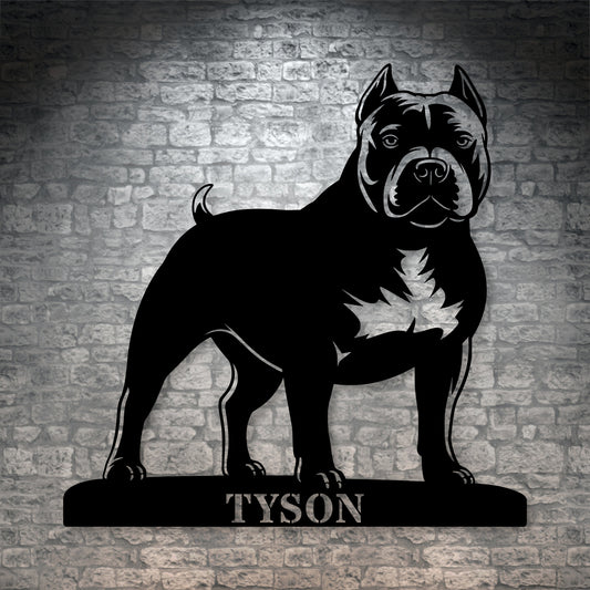 American Bully metalskilt med personligt hundenavn