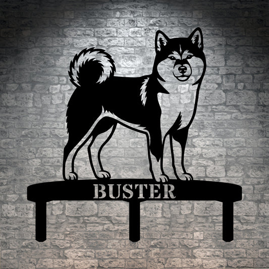 Personlig Shiba Inu metalskilt til haven med hundenavn