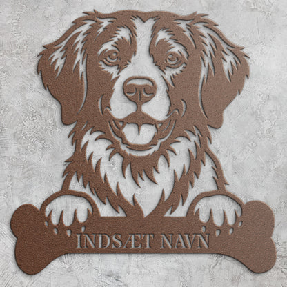 Breton hund med kødben metalskilt med personlig navn