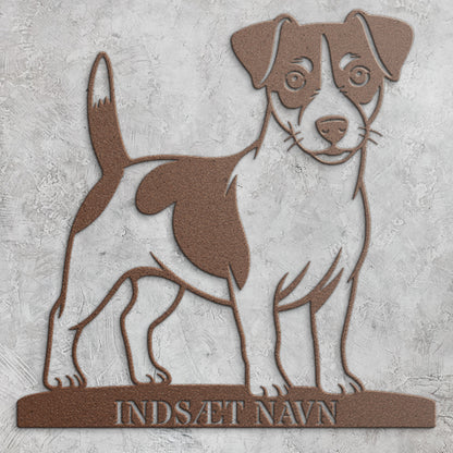 Jack Russell Terrier metalskilt med personlig hundenavn