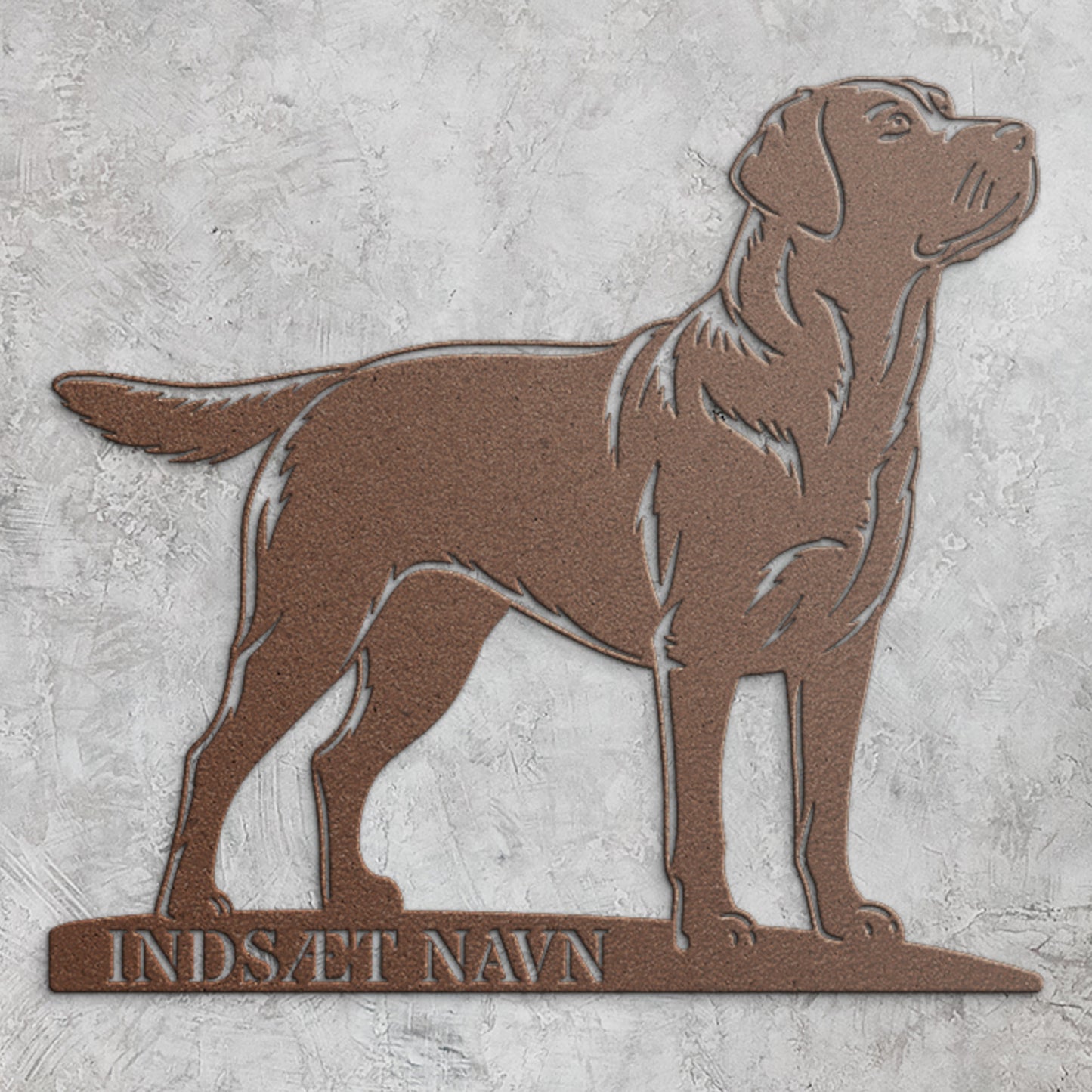 Labrador retriever metalskilt med personlig hundenavn