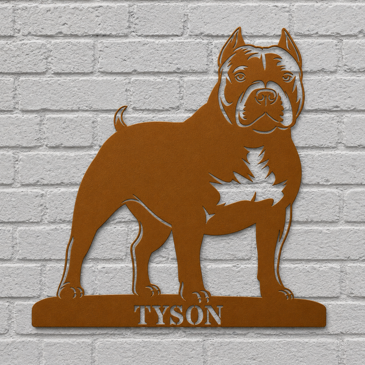American Bully metalskilt med personligt hundenavn
