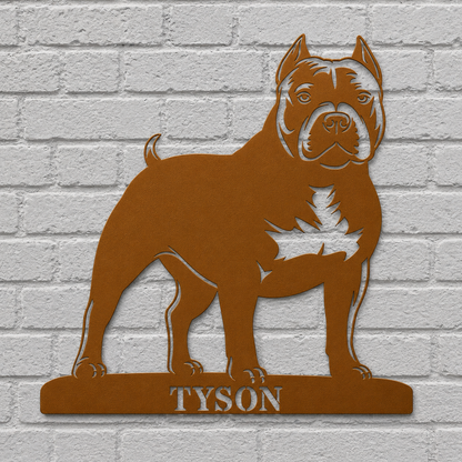 American Bully metalskilt med personligt hundenavn