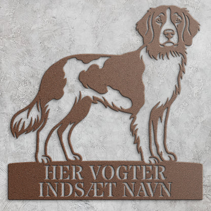 Personlig Kleine münsterländer her vogter jeg metal navneskilt