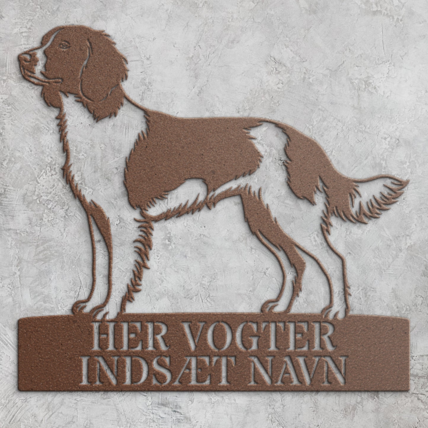 Her vogter jeg. Personlig Kleine münsterländer hunde metal navneskilt