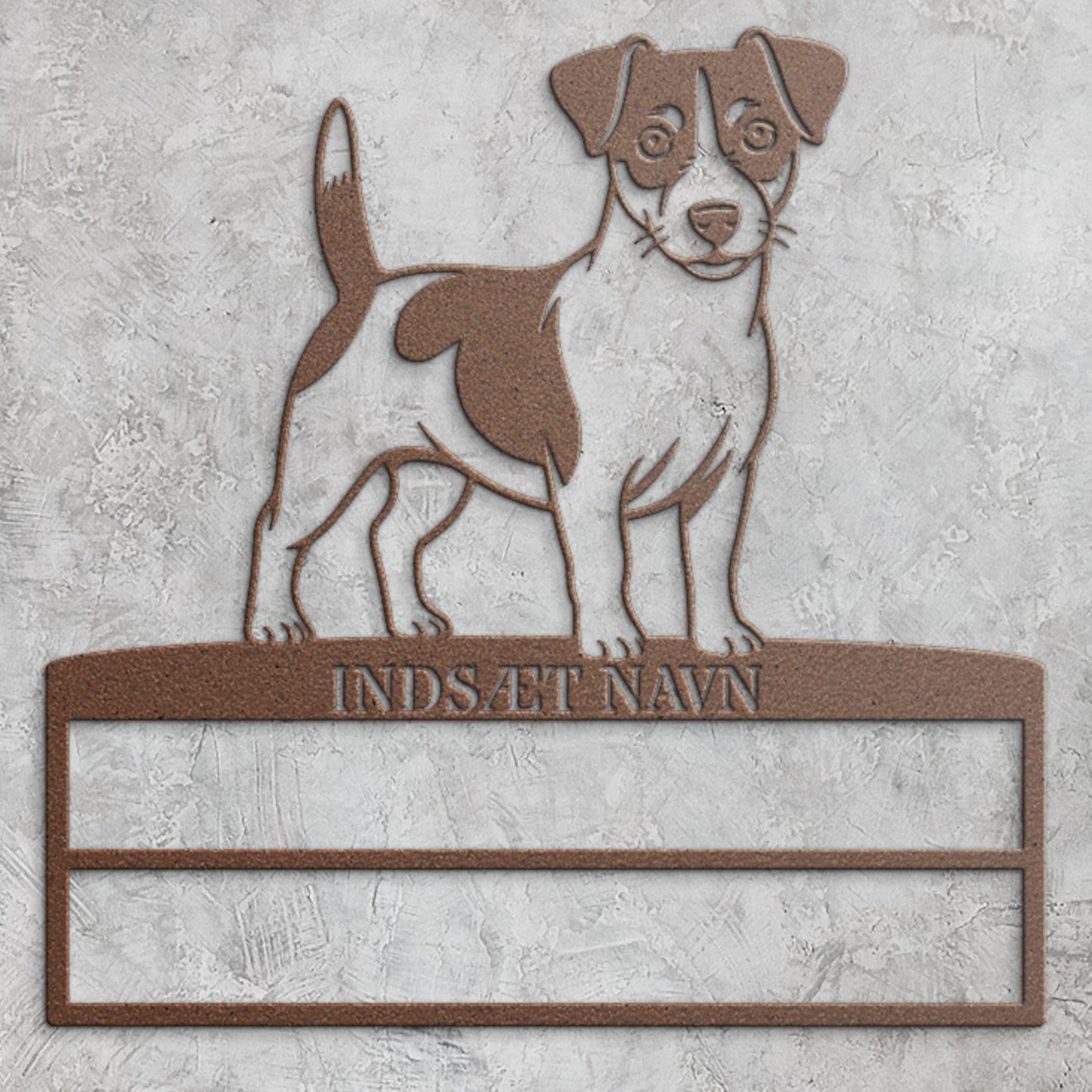 Personlig Jack Russell Terrier metal navneskilt til rosetter. Unik hundechampion display