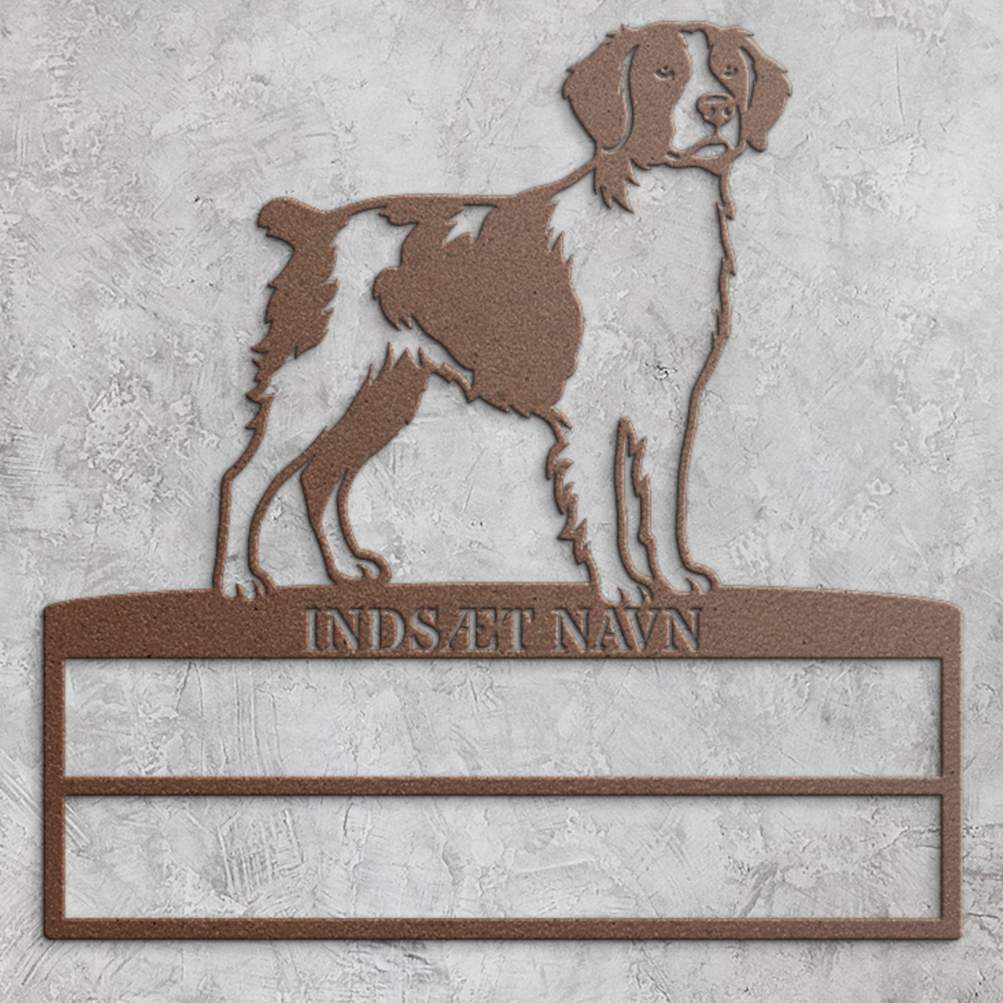 Personlig Breton metal navneskilt til rosetter. Unik hundechampion display