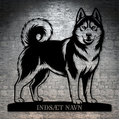Personlig Siberian Husky metalskilt med hundenavn