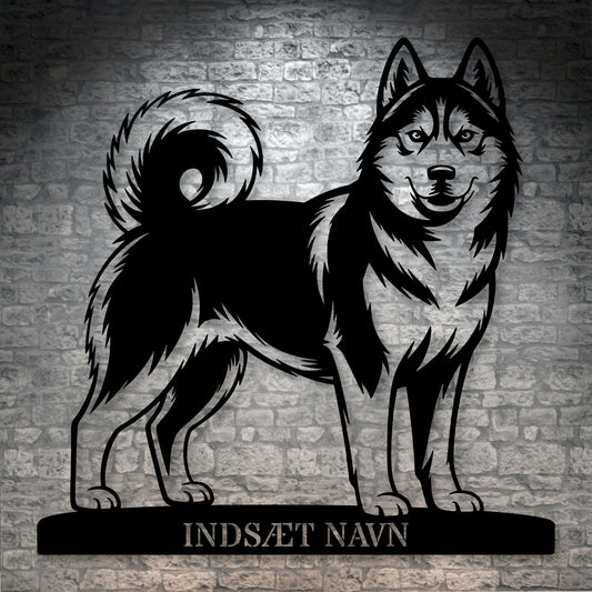 Personlig Siberian Husky metalskilt med hundenavn