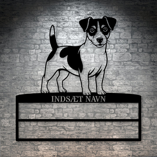 Personlig Jack Russell Terrier metal navneskilt til rosetter. Unik hundechampion display