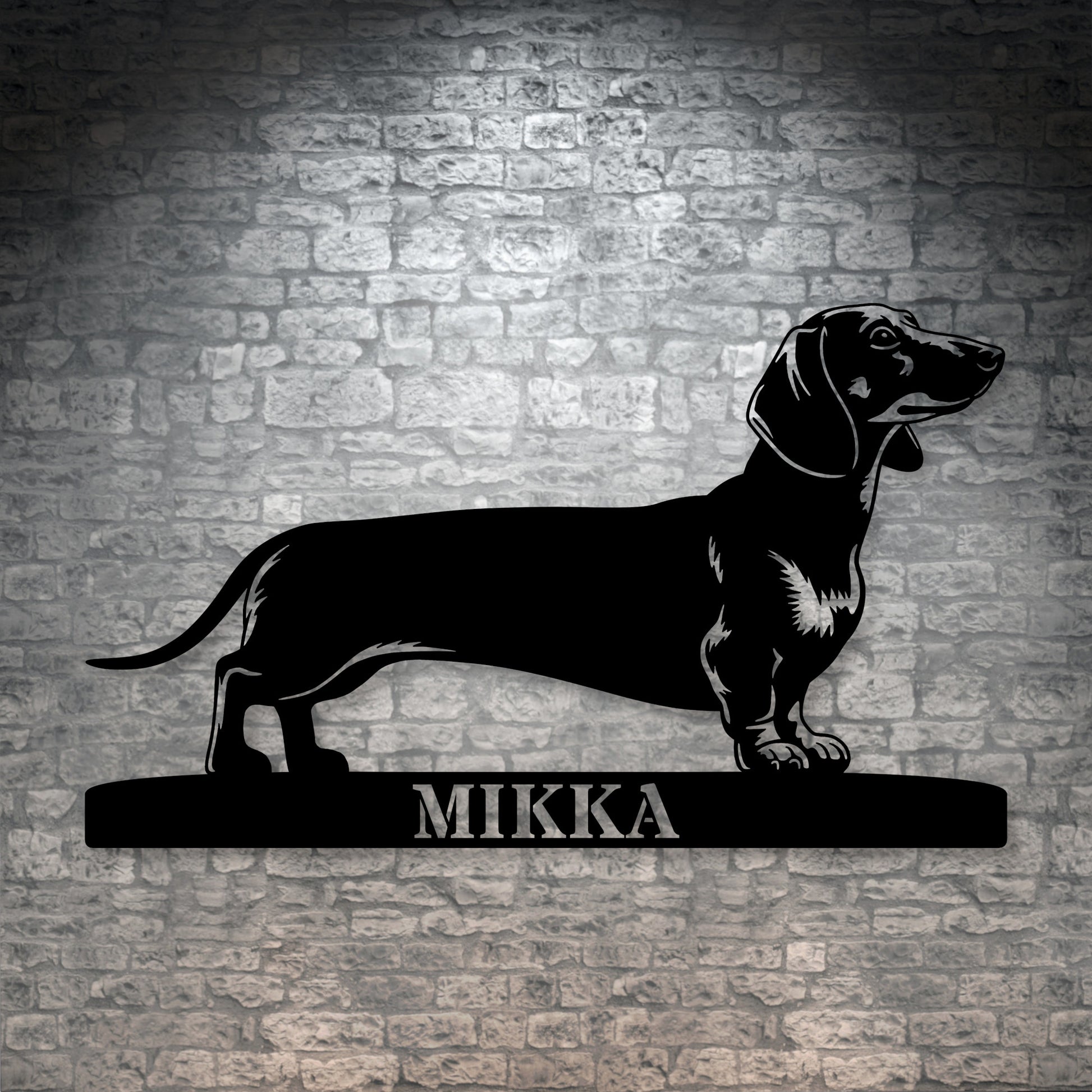 Gravhund metalskilt med personligt hundenavn