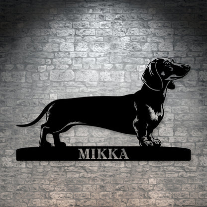 Gravhund metalskilt med personligt hundenavn