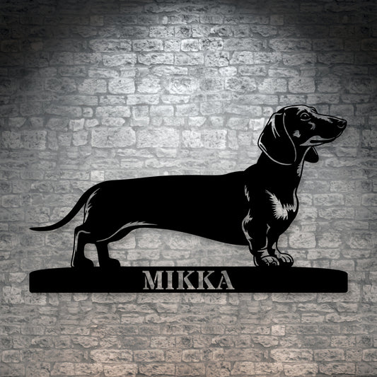 Gravhund metalskilt med personligt hundenavn