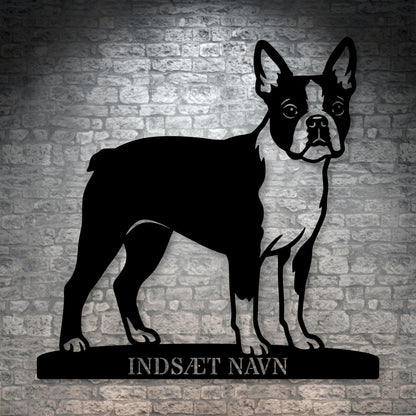 Boston Terrier hunde metalskilt med personlig tekst