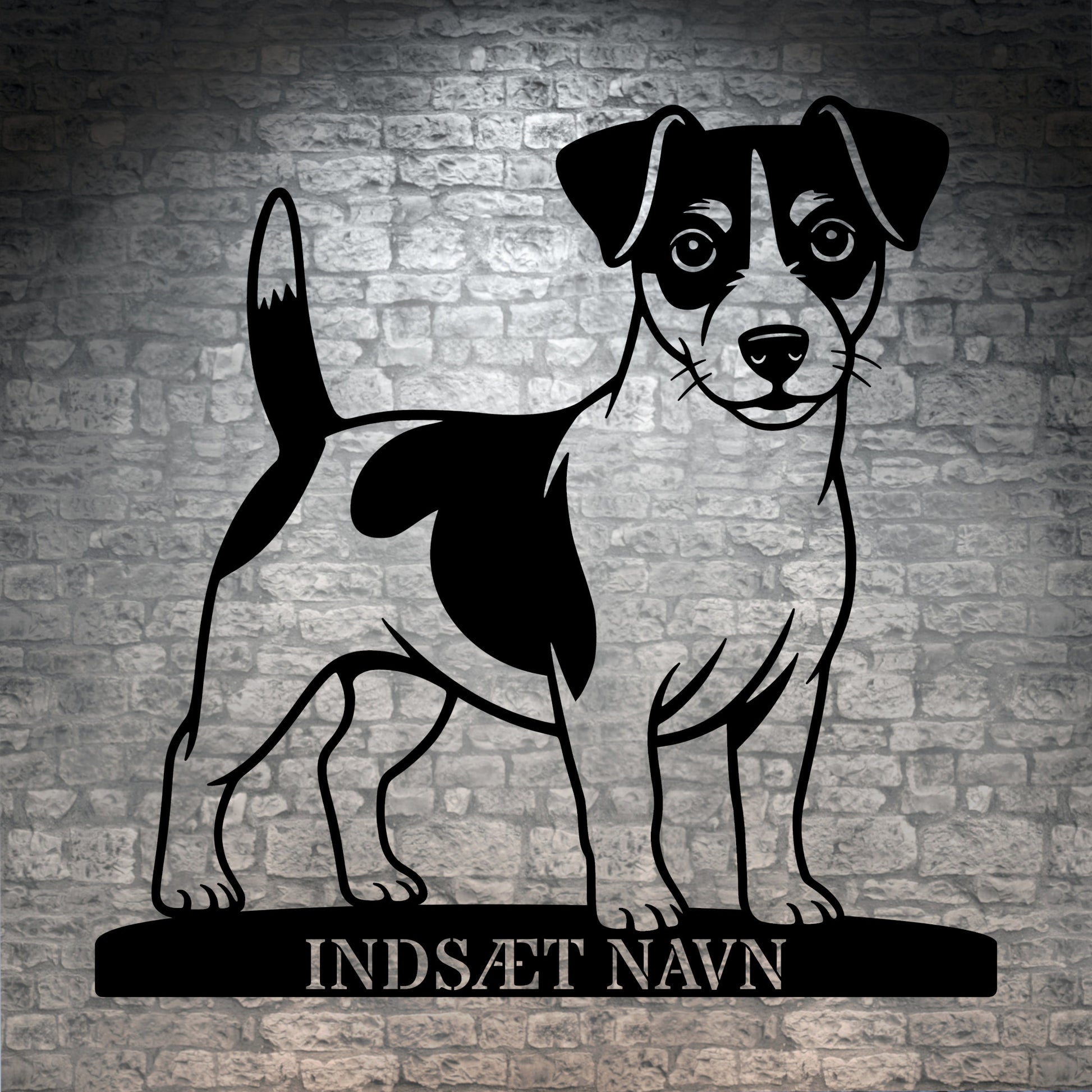 Jack Russell Terrier metalskilt med personlig hundenavn