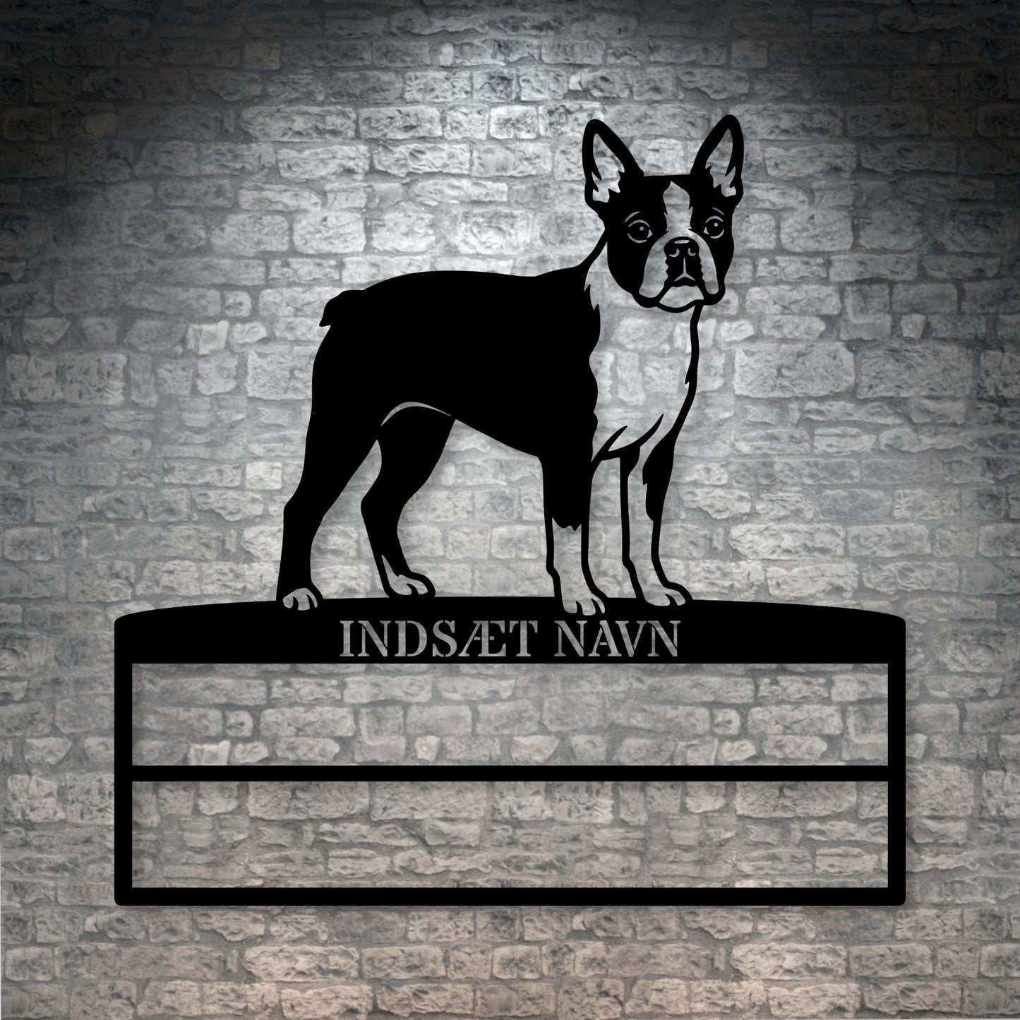 Personlig boston terrier metal navneskilt til rosetter