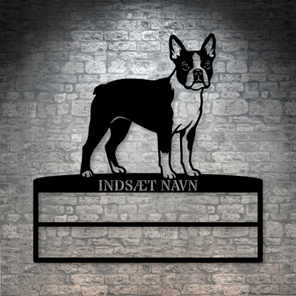 Personlig boston terrier metal navneskilt til rosetter