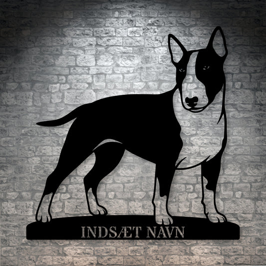 Bull terrier metalskilt med personlig hundenavn