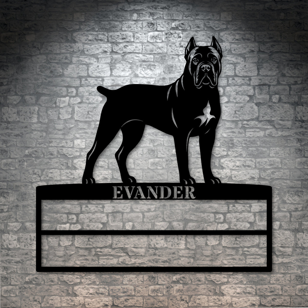 Personlig Cane Corso metal navneskilt til rosetter
