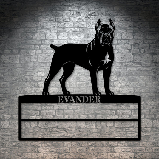 Personlig Cane Corso metal navneskilt til rosetter