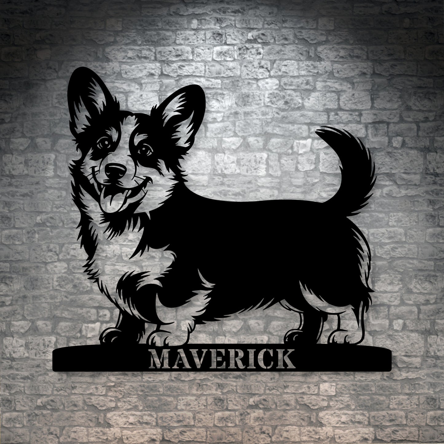 Corgi metalskilt med personlig navn. Unik gaveidé til hundeejeren