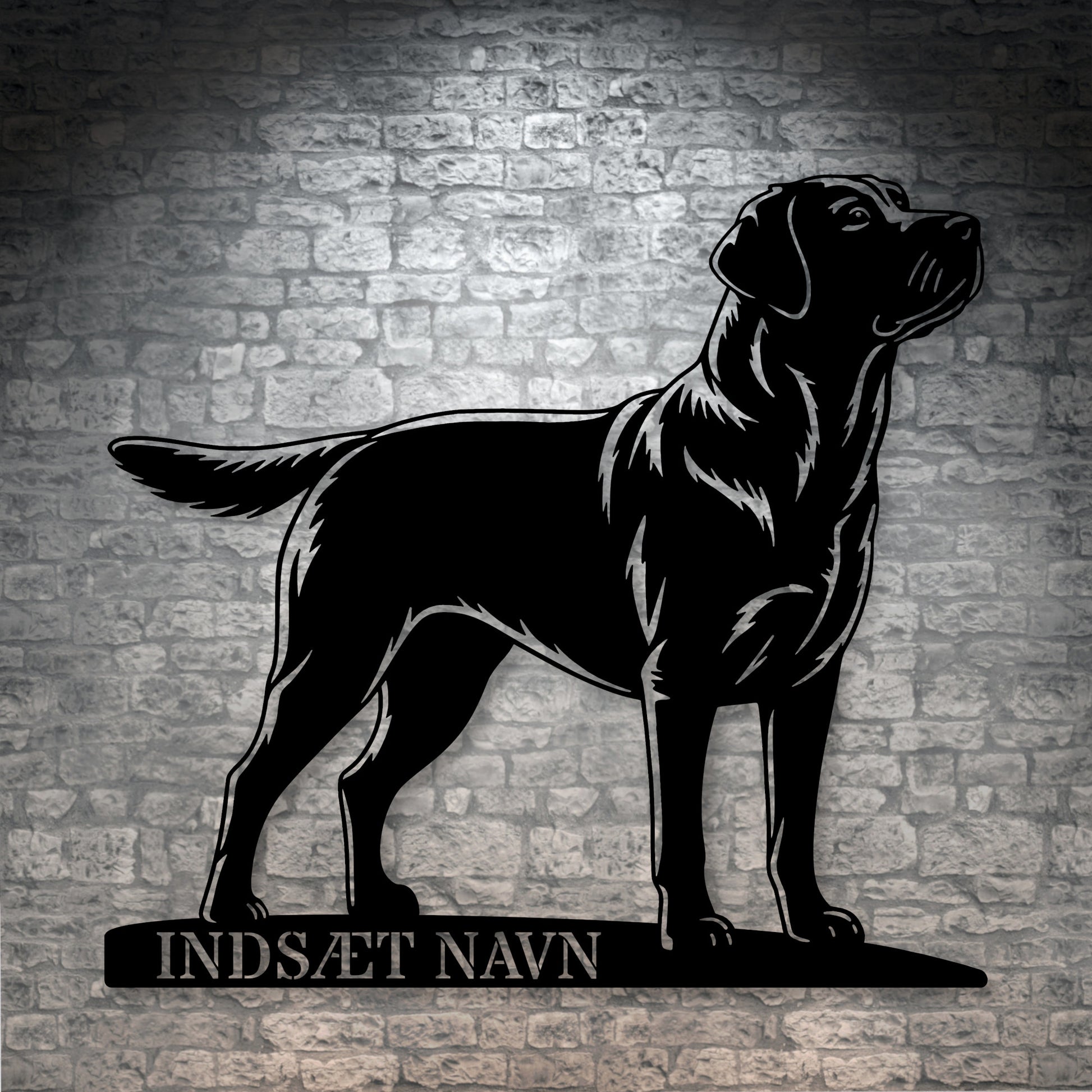 Labrador retriever metalskilt med personlig hundenavn