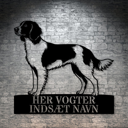 Her vogter jeg. Personlig Kleine münsterländer hunde metal navneskilt