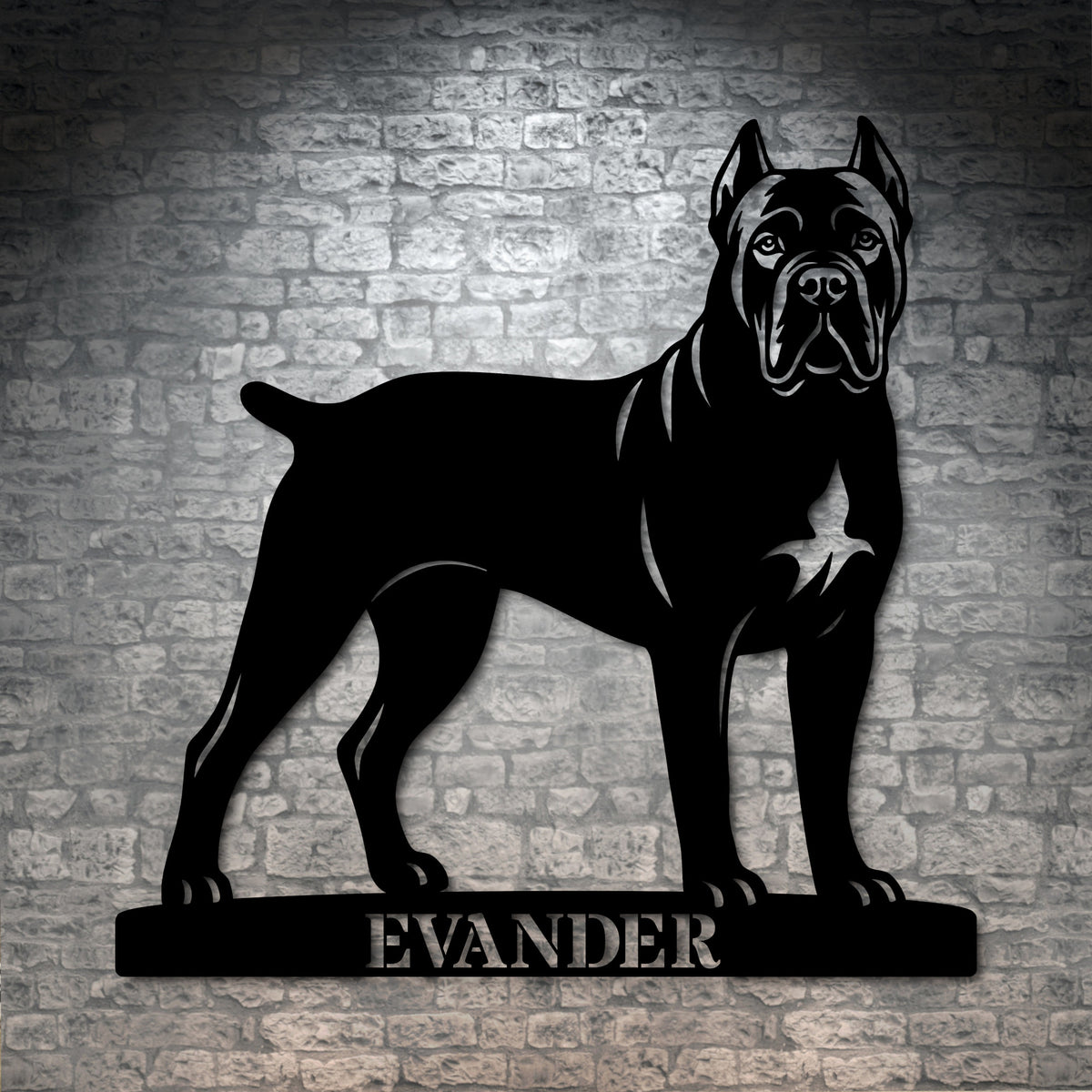 Cane Corso metalskilt med personlig navn eller tekst