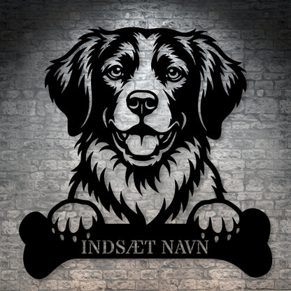 Breton hund med kødben metalskilt med personlig navn
