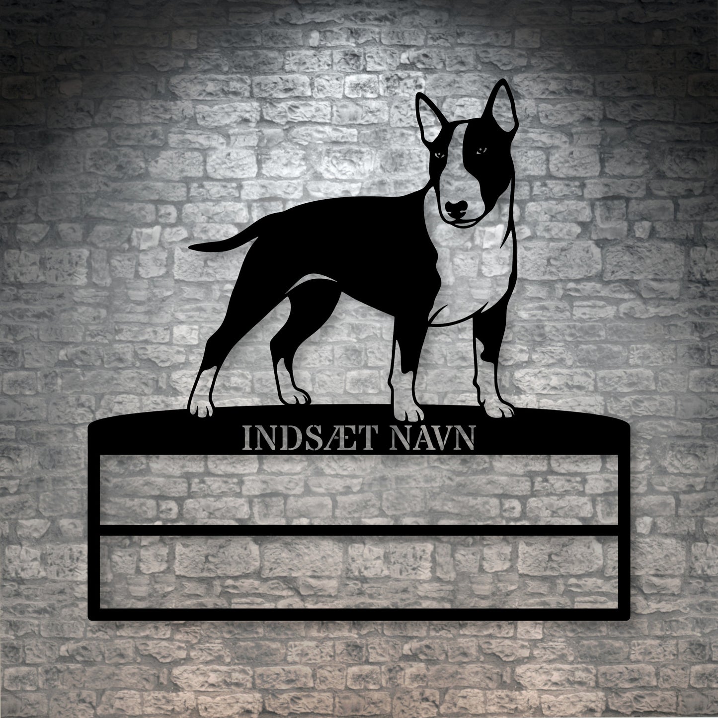 Personlig Bull Terrier metal navneskilt til rosetter. Unik hundechampion display